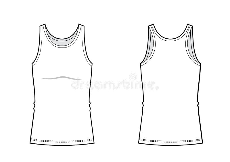 Men Underwear. White Tank Top in Front and Back Views Stock ...