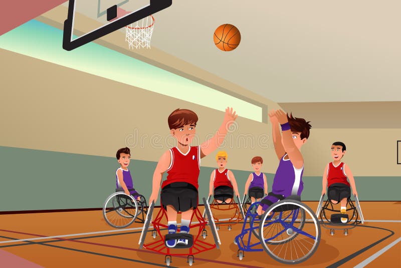 Men In Wheelchairs Playing Basketball Stock Vector Illustration of