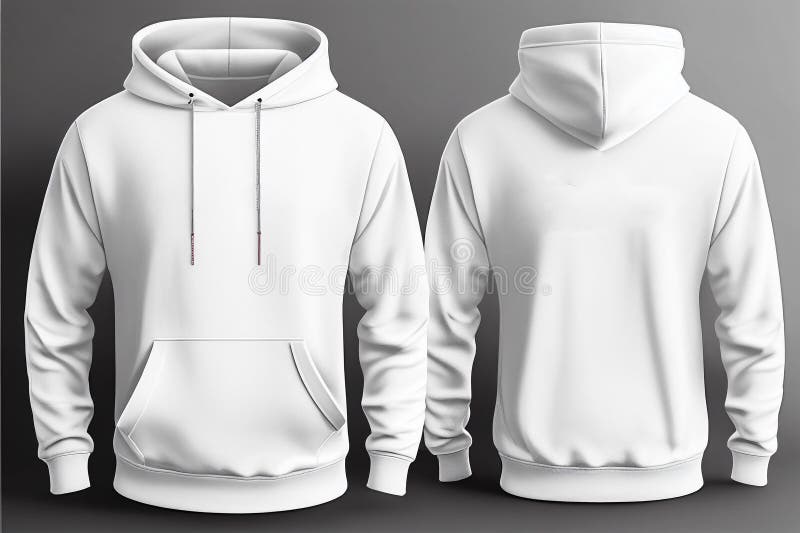 Men White Blank Hoodie Mockup . Sweatshirt with Hoodie Back and Front ...