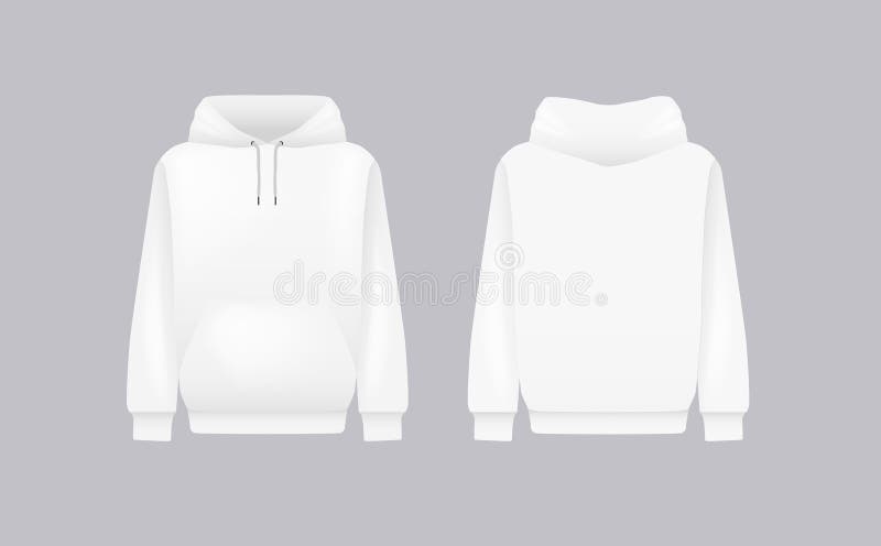 Men white hoody. Realistic jumper mockup. Long sleeve hoody template clothing.