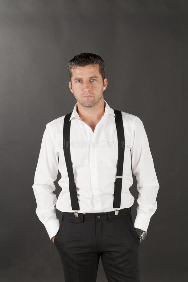 Men In White Shirts And Suspenders Stock Photo Image Of Human Adult