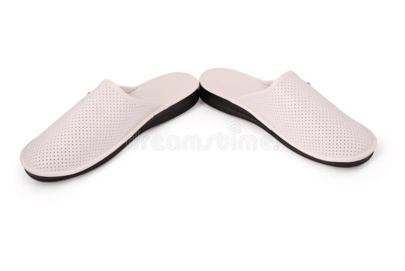 Men white slipper stock image. Image of leather, comfortable 84253389