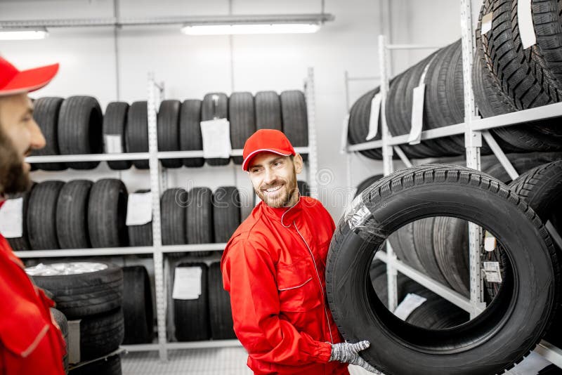 Warehouse with Tires for Trucks at an Industrial Plant for the