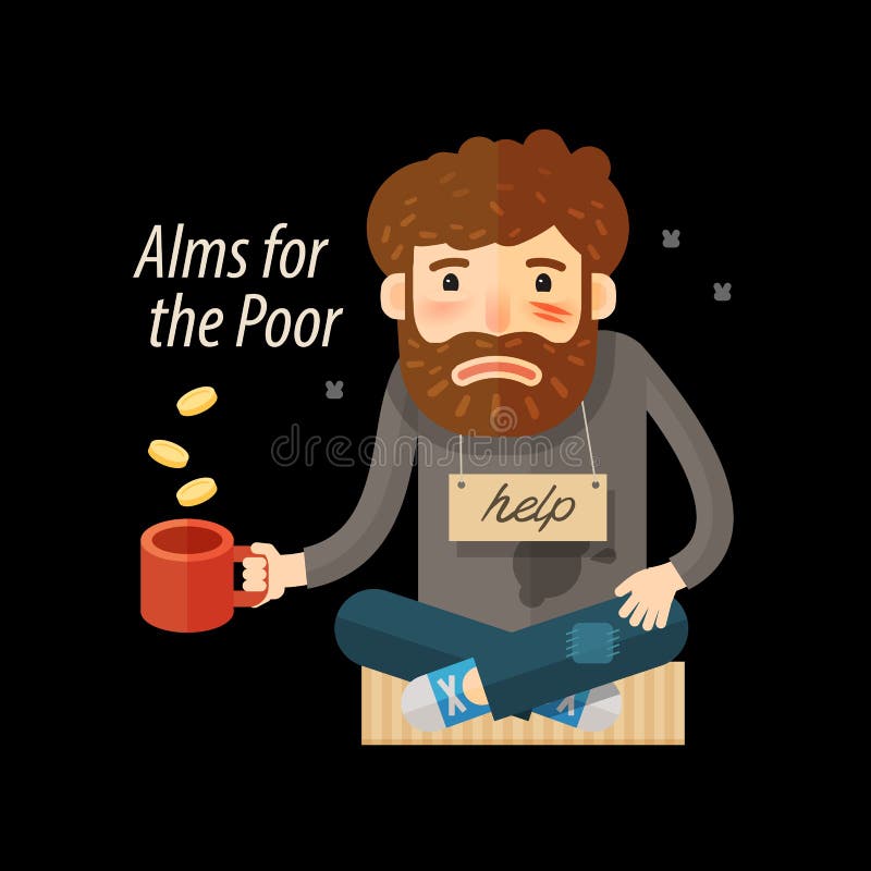 Street beggar. Unemployed, homeless icon Alms vector illustration. Street beggar. Unemployed, homeless icon Alms vector illustration