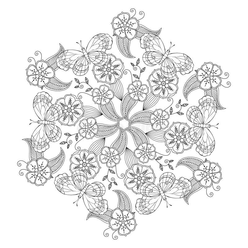 Mendie Mandala With Butterflies, Flowers And Leaves ...
