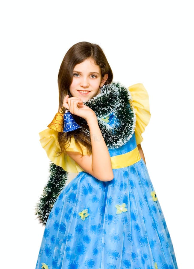 Retrato de uma adolescente com decoração festiva fotografia de stock
