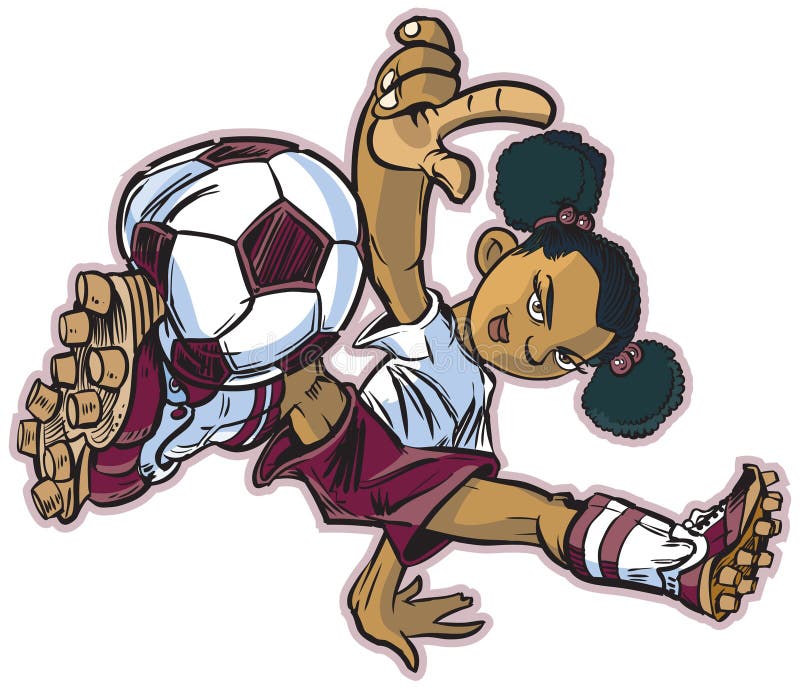 Menina africana do futebol da dança de ruptura ilustração royalty free Menina africana do futebol da dança de ruptura ilustração royalty free