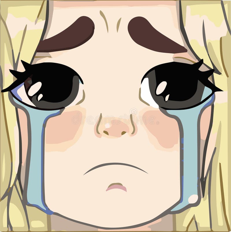 Olhos bonitos de garota de anime chorando