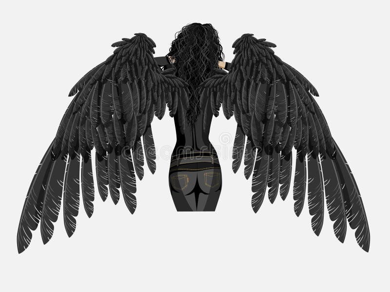 Menina. Anjo preto A ilustração stock Menina. Anjo preto A ilustração stock