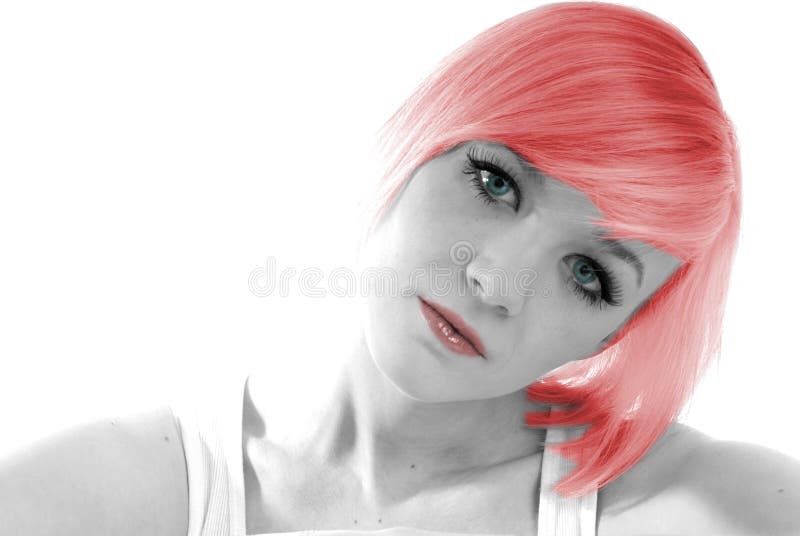 Menina Cor-de-rosa Estranha Do Emo Do Cabelo Foto de Stock - Imagem de  antissocial, feliz: 13732092