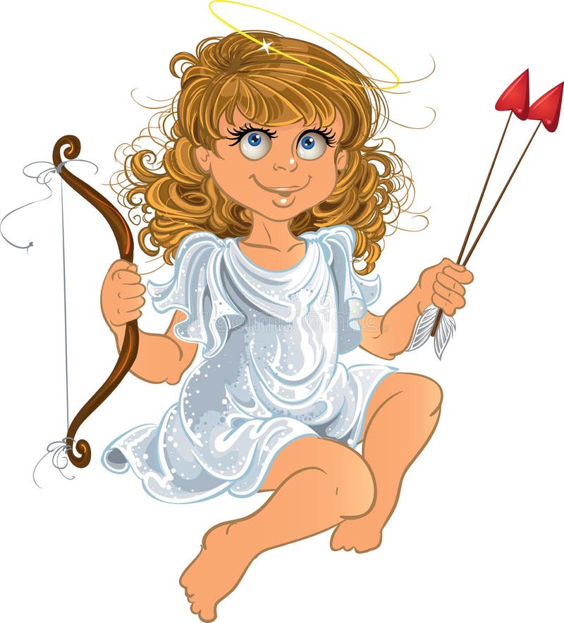 Menina bonita do anjo do dia do `s do Valentim ilustração royalty free Menina bonita do anjo do dia do `s do Valentim ilustração royalty free