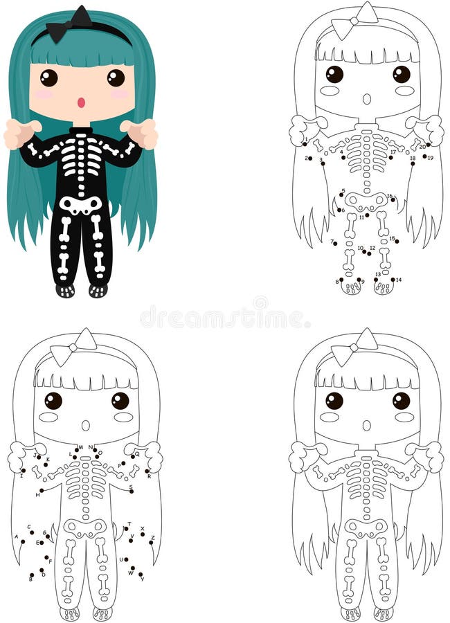 Como desenhar uma criança em uma fantasia de bruxa de Halloween (Cute  Kawaii) –  – Desenhos para Colorir