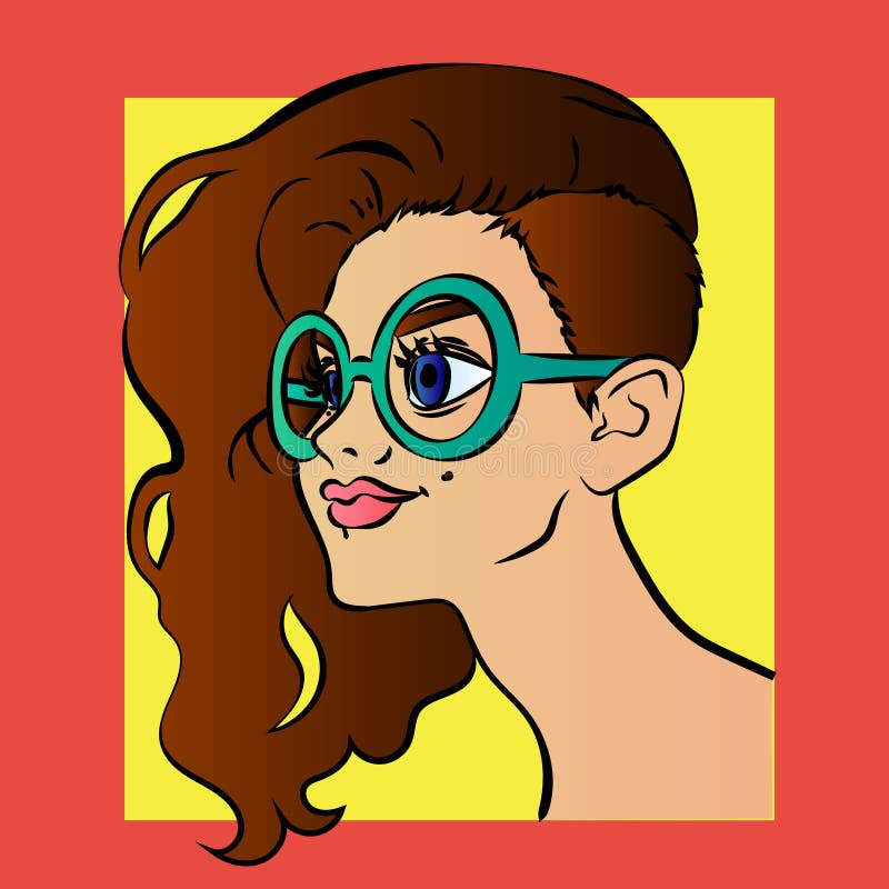 Ilustração de desenho animado de menina bonita no estilo pop art