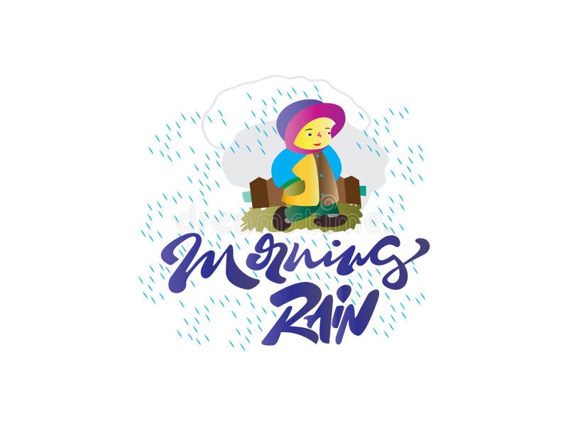 A menina bonita que anda na chuva, veste uma ilustração da camiseta Chuva nomeada vetor da manhã do caráter tipo da fonte do vint ilustração do vetor A menina bonita que anda na chuva, veste uma ilustração da camiseta Chuva nomeada vetor da manhã do caráter tipo da fonte do vint ilustração do vetor