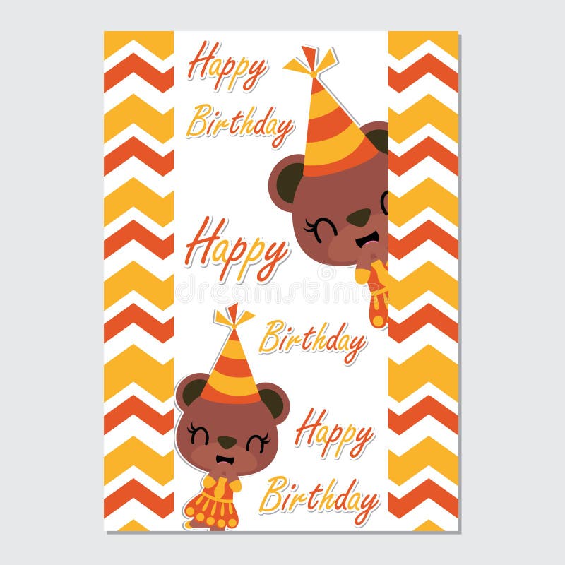 Menina bonito do urso na ilustração dos desenhos animados da beira da viga para o projeto de cartão do feliz aniversario ilustração do vetor Menina bonito do urso na ilustração dos desenhos animados da beira da viga para o projeto de cartão do feliz aniversario ilustração do vetor