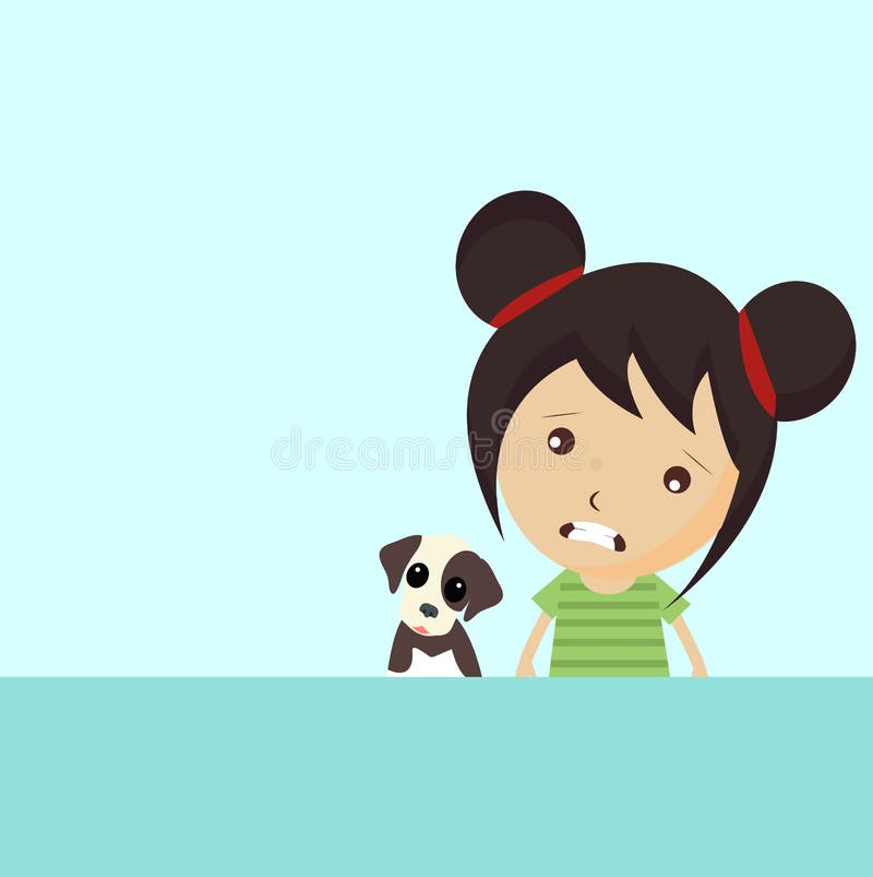 Menina bonito e cachorrinho ilustração royalty free
