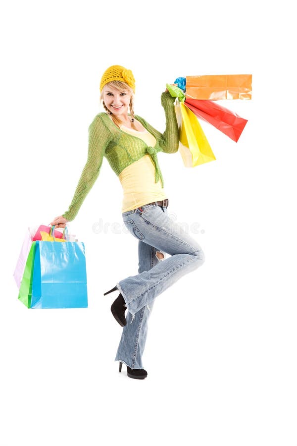 Menina caucasiano de compra imagem de stock royalty free Menina caucasiano de compra imagem de stock royalty free