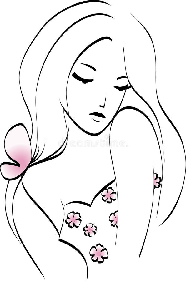 Rapariga com borboleta ilustração stock