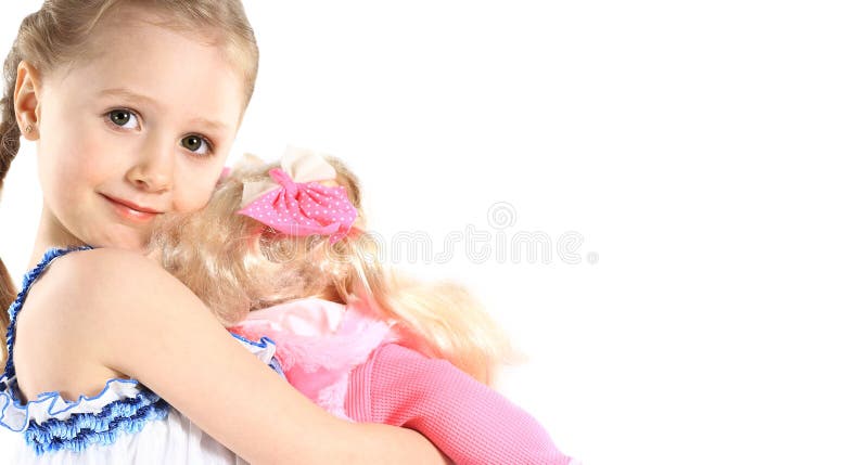 Menina com brinquedo da boneca imagens de stock Menina com brinquedo da boneca imagens de stock