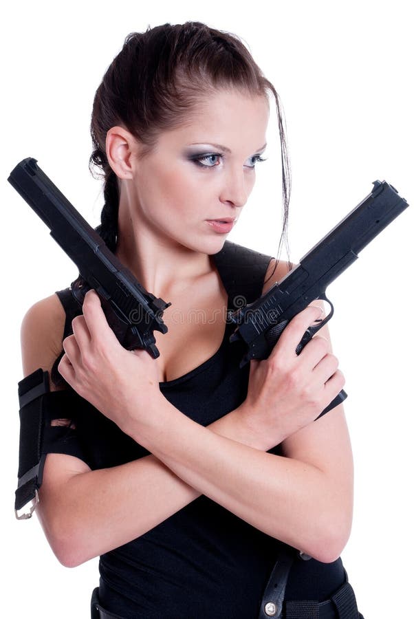 Rapariga com arma imagens de stock royalty free