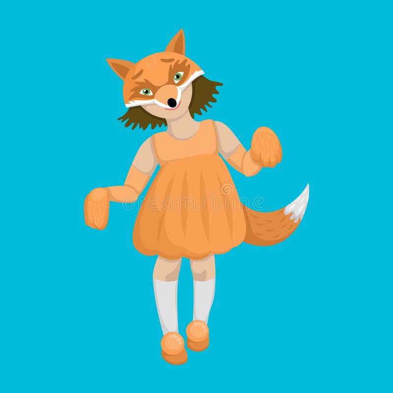 Menina de fantasia de raposa Design de caracteres vetoriais ilustração royalty free Menina de fantasia de raposa Design de caracteres vetoriais ilustração royalty free