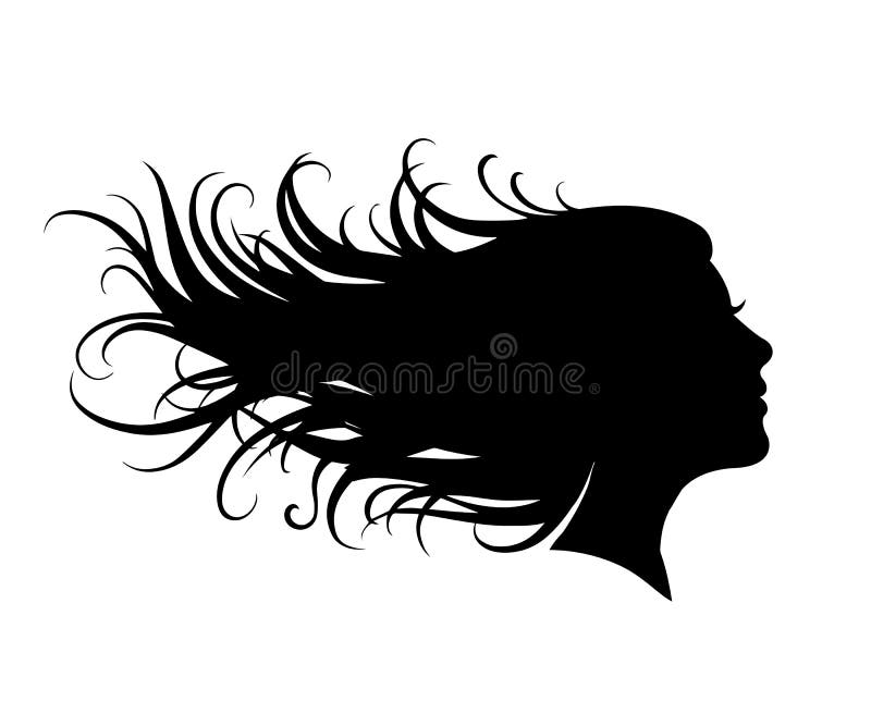 Silhueta de cabelo de menina ou silhueta preta