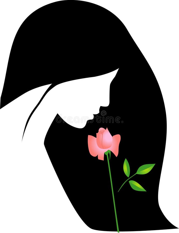 Rapariga vetorial com rosa ilustração stock