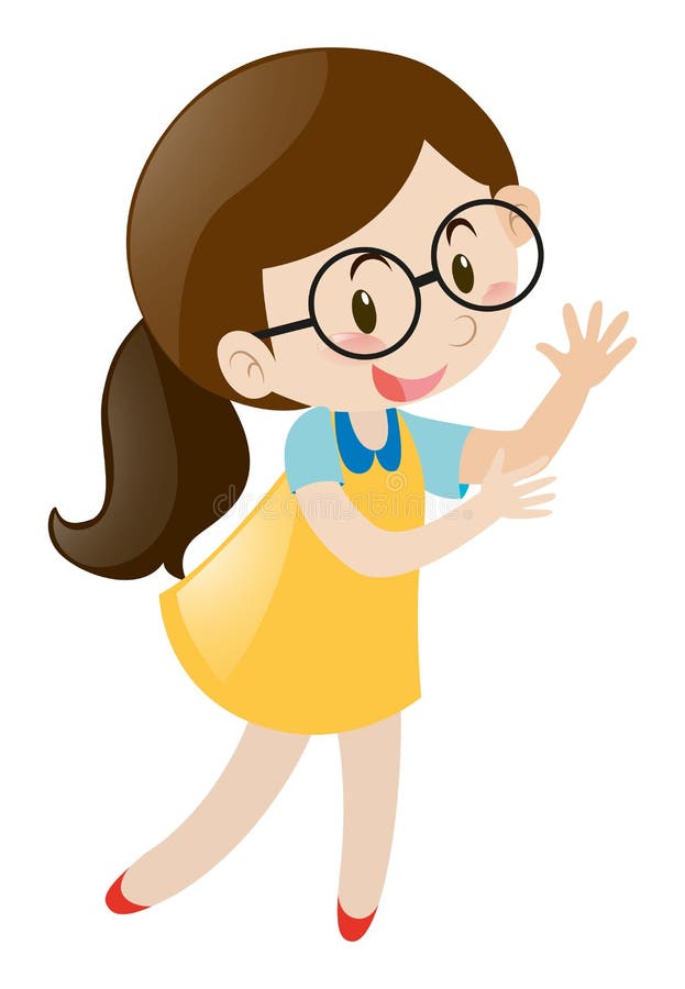 Menina em vidros vestindo do vestido amarelo ilustração do vetor Menina em vidros vestindo do vestido amarelo ilustração do vetor