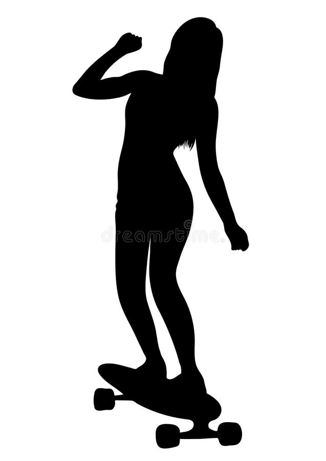 A Menina Está Montando Uma Silhueta Do Skate, Desenho De Esboço, Esboço Do  Contorno, ícone, Vector A Ilustração Preto E Branco Ma Ilustração do Vetor  - Ilustração de preto, branco: 119163192