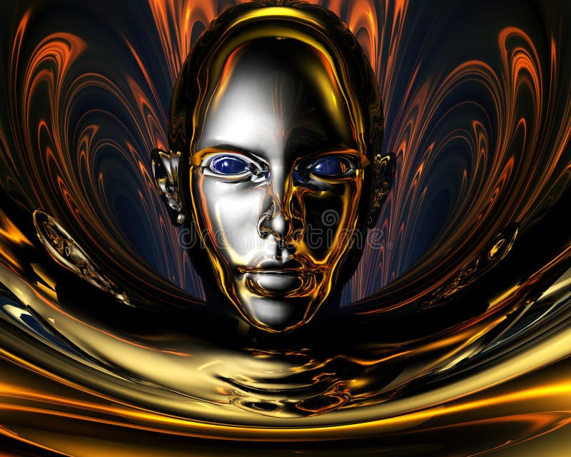 Menina estranha do metal 3D ilustração stock Menina estranha do metal 3D ilustração stock