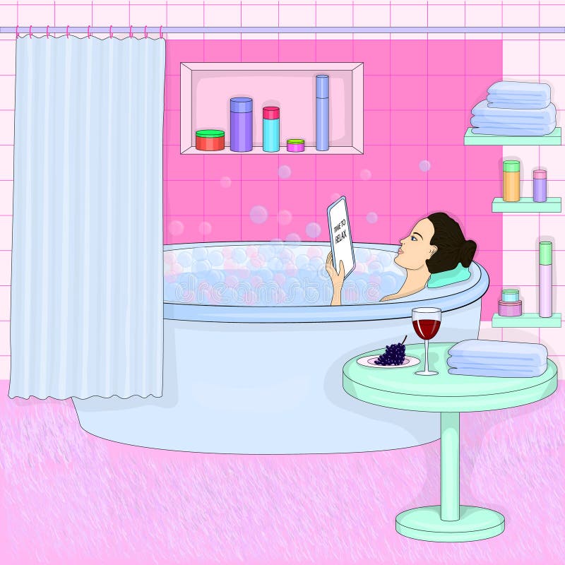 A menina está tomando um banho Abrandamento ilustração royalty free A menina está tomando um banho Abrandamento ilustração royalty free