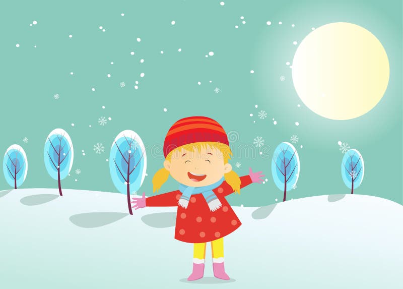 Menina feliz que aprecia o exterior-inverno ilustração stock Menina feliz que aprecia o exterior-inverno ilustração stock