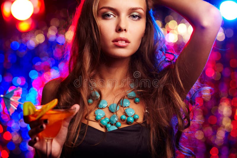 Portrait of beautiful girl with martini glass. Portrait of beautiful girl with martini glass