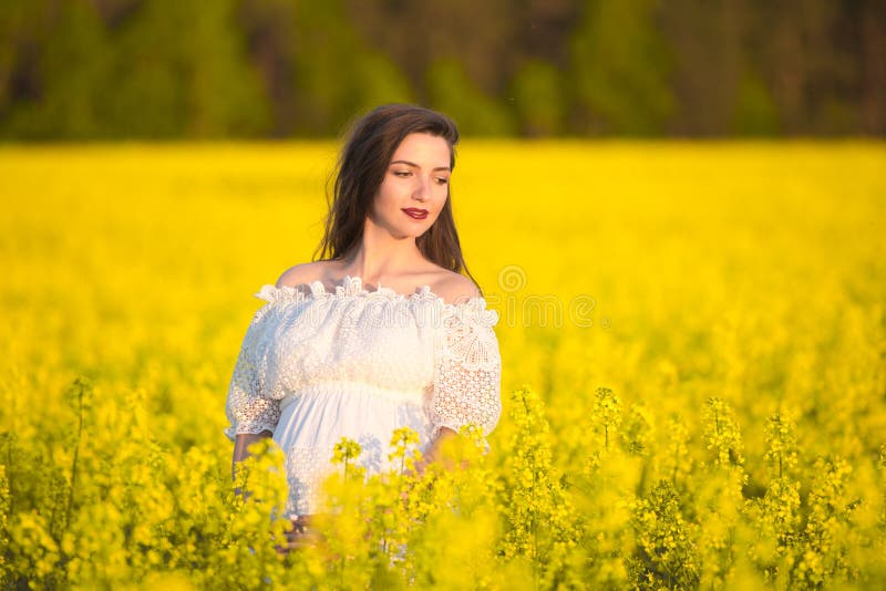 Menina grávida em um vestido branco Retrato natural exterior de uma mulher gravida bonita em um vestido branco Copie o espa?o Lug imagem de stock Menina grávida em um vestido branco Retrato natural exterior de uma mulher gravida bonita em um vestido branco Copie o espa?o Lug imagem de stock
