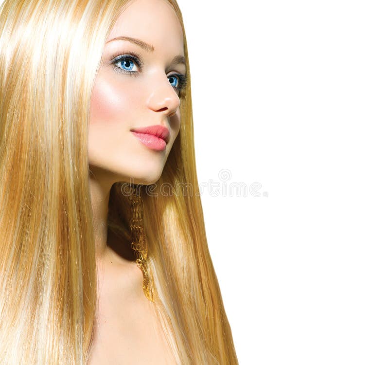 Cabelo Longo Bonito Cabelo Modelo De with Blonde Curly Da Mulher Foto de  Stock - Imagem de cabeleireiro, beleza: 85704568