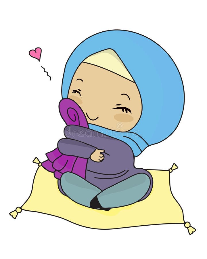 Rapariga muçulmana feliz com lenços de papel ilustração royalty free