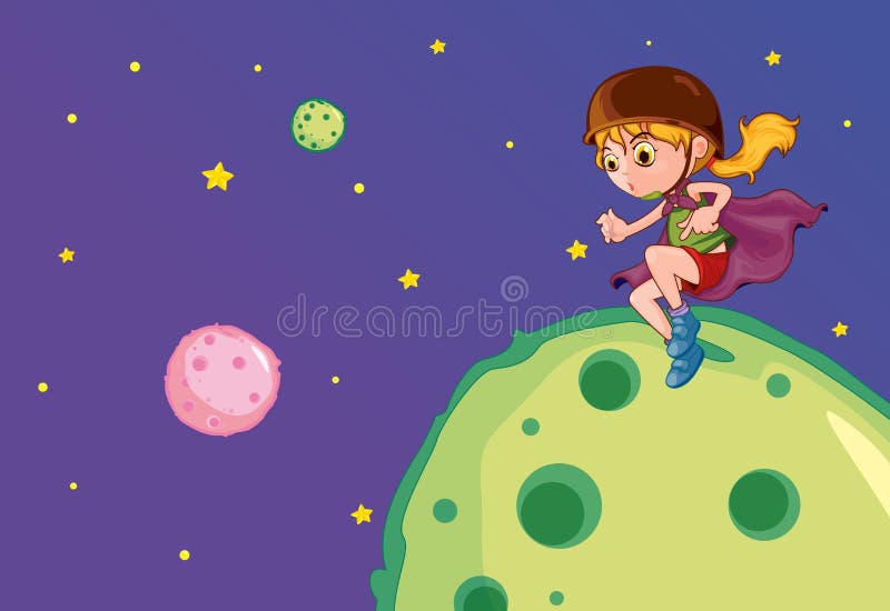 Menina na lua ilustração do vetor