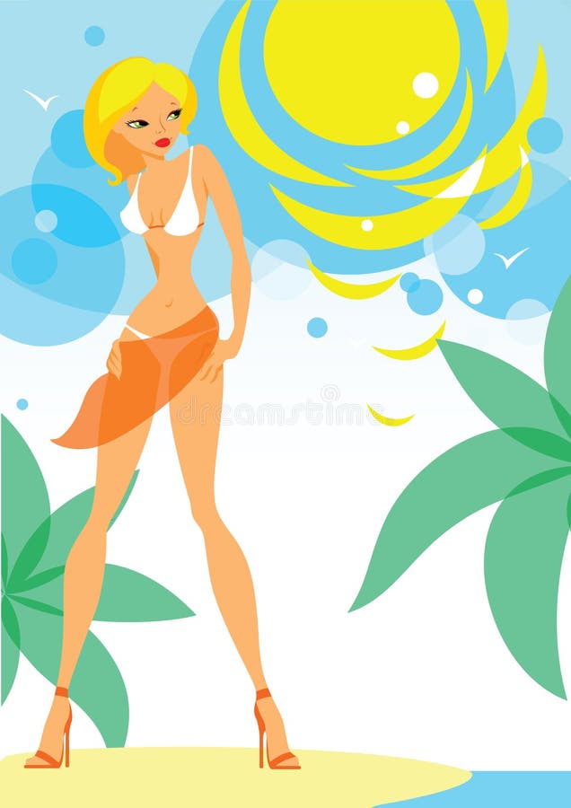 Rapariga na Praia ilustração stock