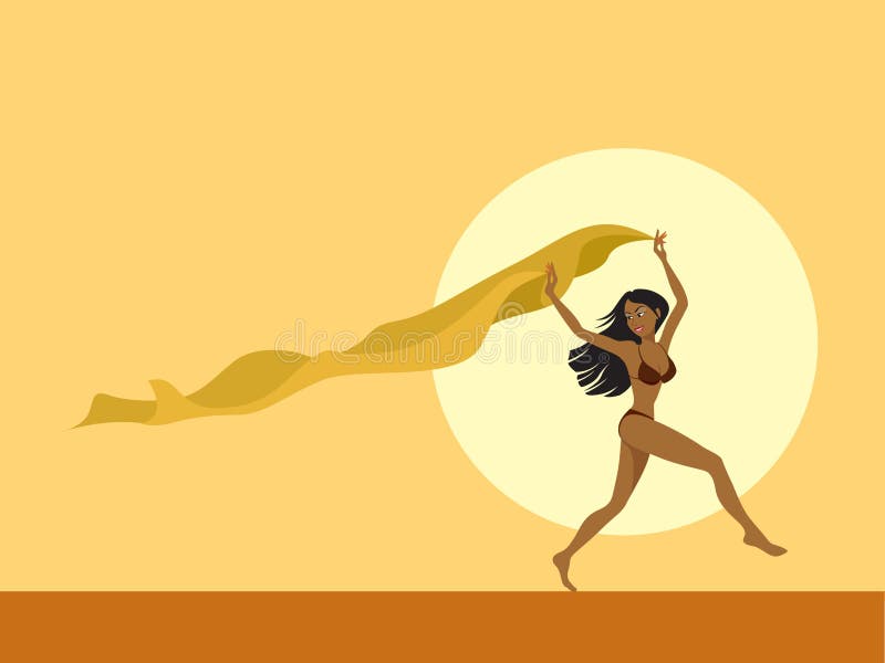 Rapariga na praia ilustração do vetor