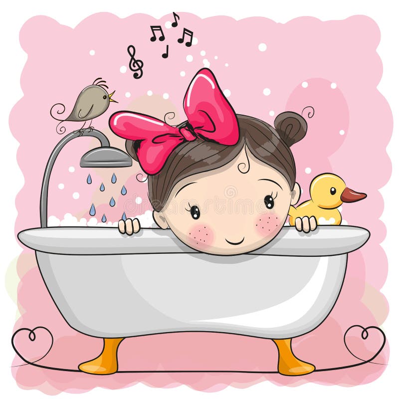 Menina no banheiro ilustração stock Menina no banheiro ilustração stock