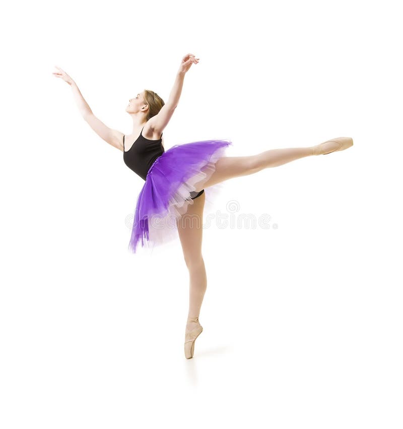 Menina no tutu roxo e no bailado preto da dan?a da malha fotografia de stock Menina no tutu roxo e no bailado preto da dan?a da malha fotografia de stock