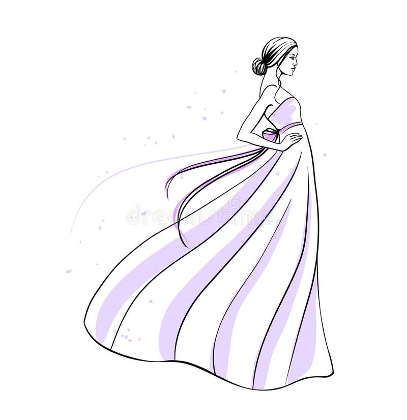 Menina no vetor da ilustração da forma do vestido de casamento ilustração do vetor Menina no vetor da ilustração da forma do vestido de casamento ilustração do vetor