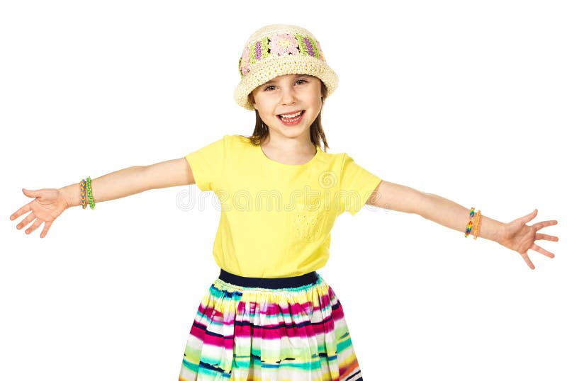 Menina pequena bonito da forma no verão colorido fotografia de stock royalty free Menina pequena bonito da forma no verão colorido fotografia de stock royalty free