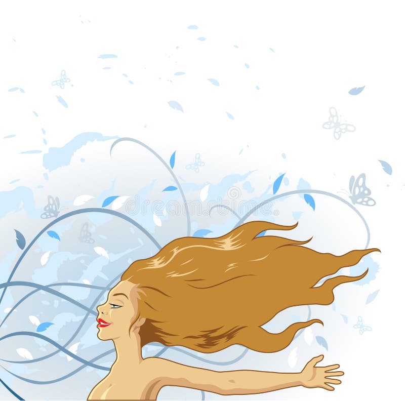 Menina que aprecia o vento ilustração do vetor Menina que aprecia o vento ilustração do vetor