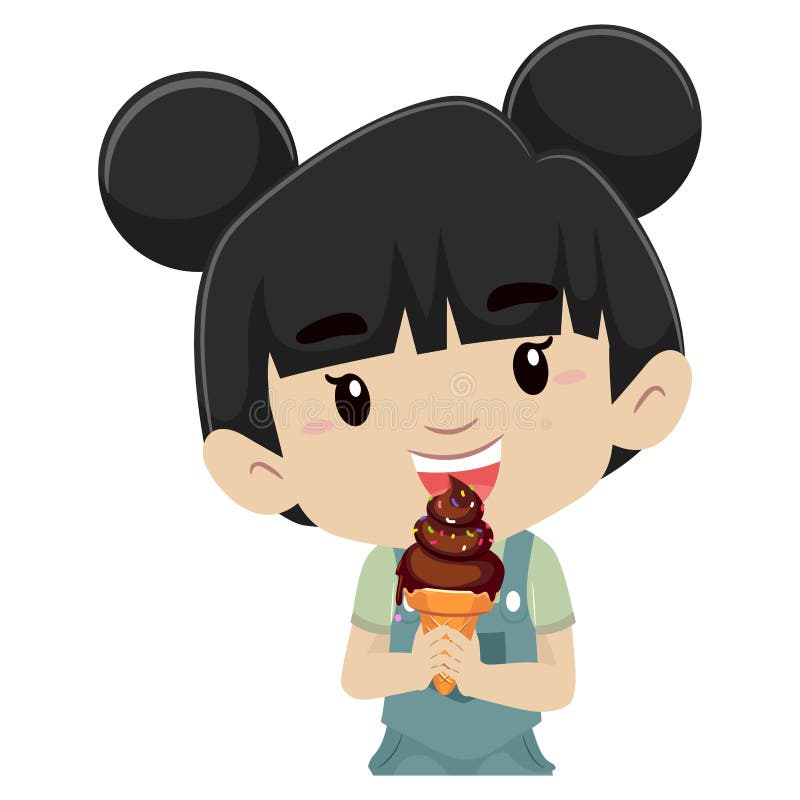 Menina a comer gelado ilustração do vetor