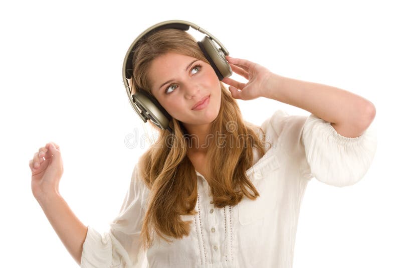 Rapariga a ouvir música imagens de stock royalty free