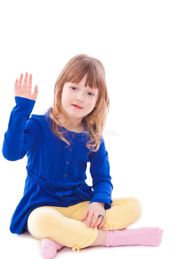 Menina que gesticula o olá! imagem de stock Menina que gesticula o olá! imagem de stock