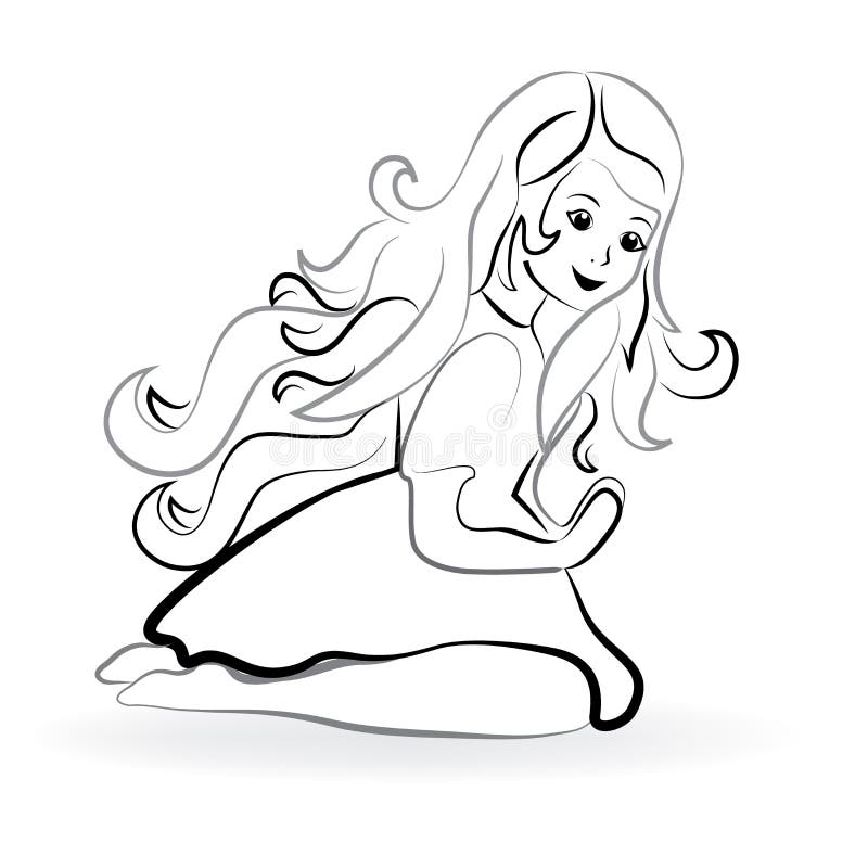 A menina reza o esboço da silhueta ilustração do vetor A menina reza o esboço da silhueta ilustração do vetor