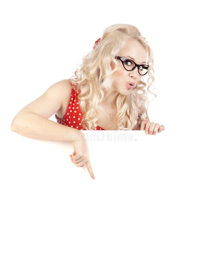 Menina 'sexy' com placa vazia imagem de stock royalty free Menina 'sexy' com placa vazia imagem de stock royalty free