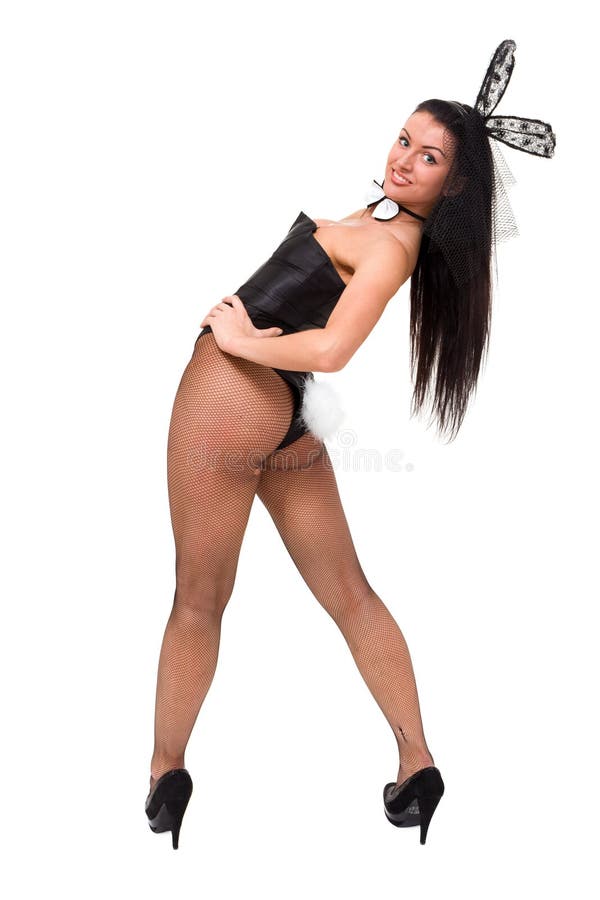 Menina 'sexy' do jogo que desgasta um traje do coelho fotografia de stock Menina 'sexy' do jogo que desgasta um traje do coelho fotografia de stock